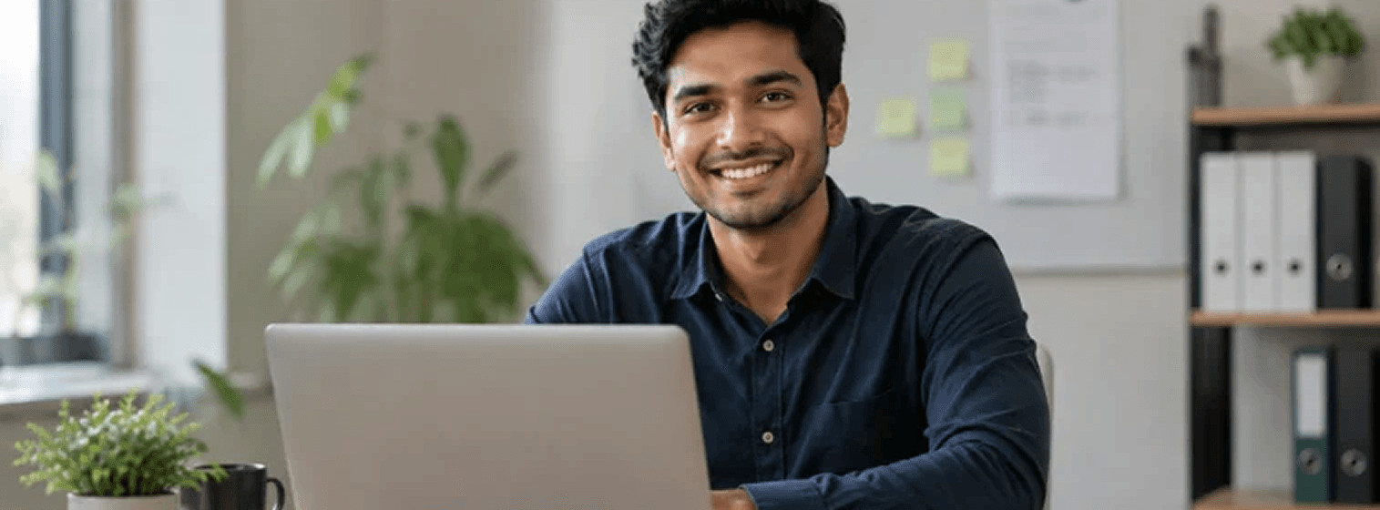 Candidate completing pre-hiring training on a laptop