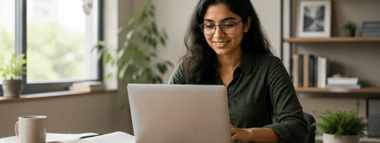 New employee working through an onboarding course
