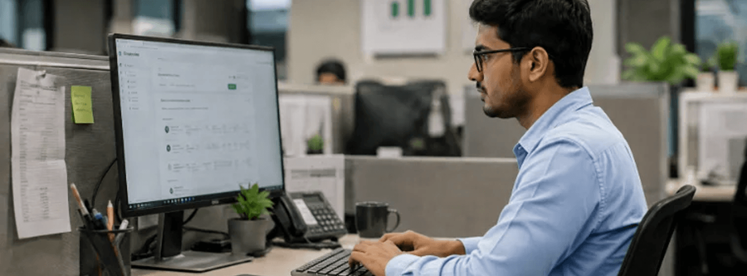 Employee upskilling at their workstation