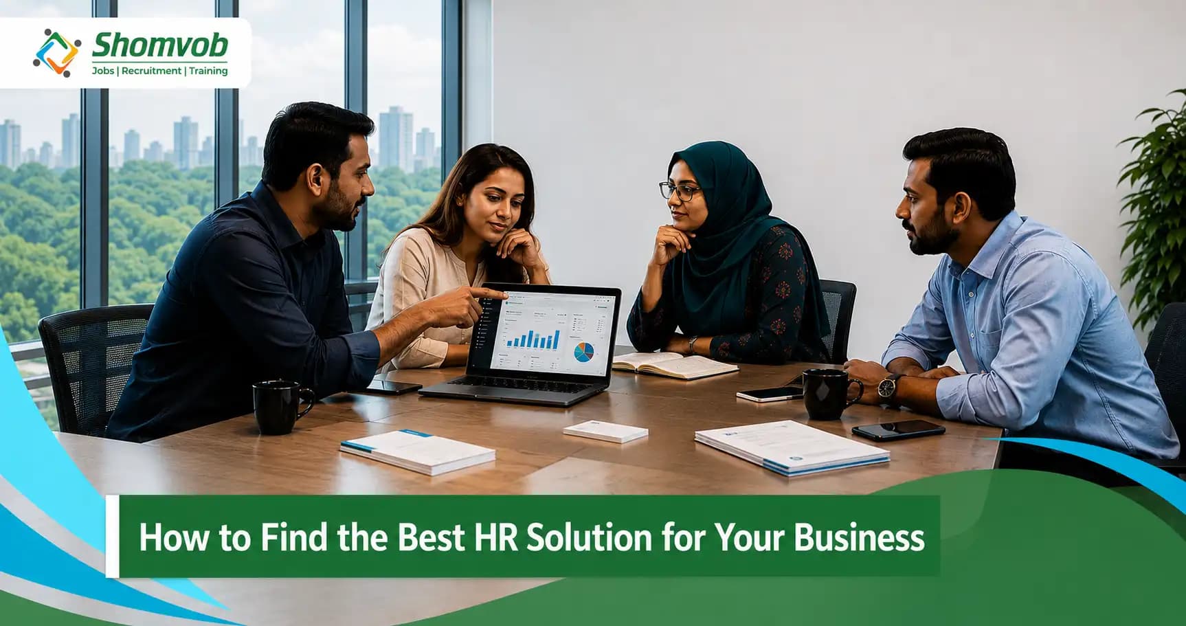 Shomvob team discussing how to find the best HR solution for your business